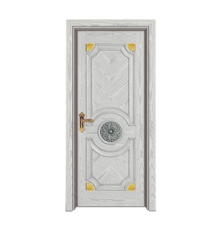 Minimalist light-colored wooden front door