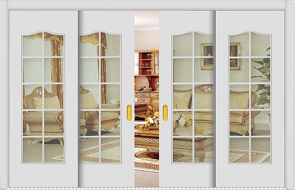 Squares Patterns Glass Wooden Sliding Doors