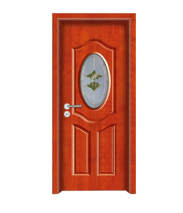 Oval patterns glass wooden door
