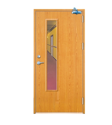 Rectangular window fire rated wood door