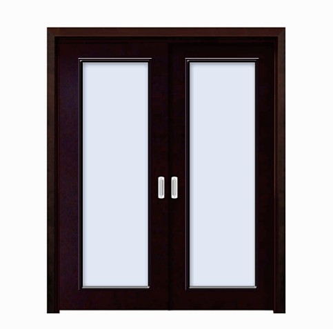 Classic black double rectangular glass WPC double leaf door