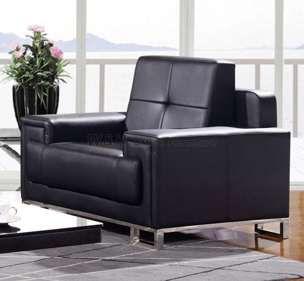 Black classic office leather sofa