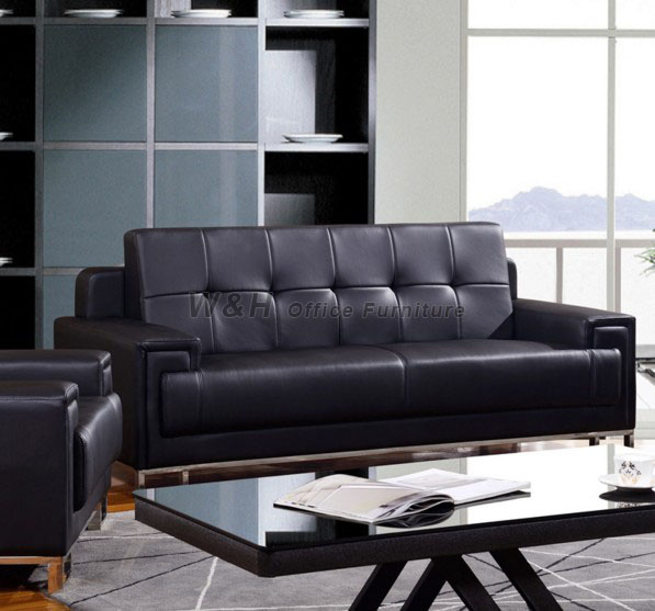 Black classic office leather sofa