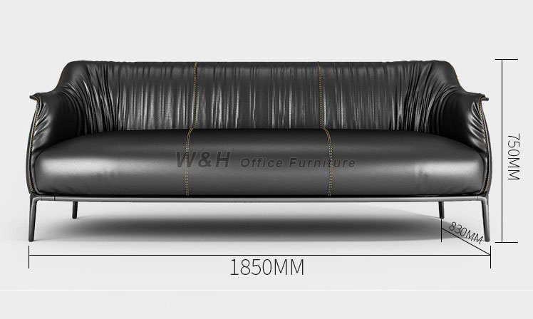 Stylish black leather office sofas