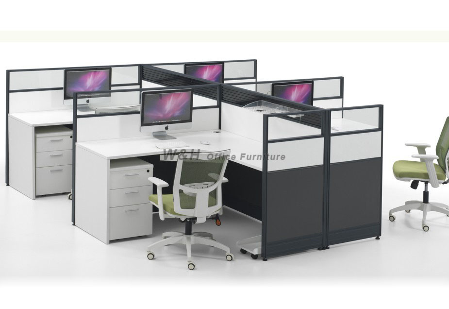 L-type four seats modern office cubicles