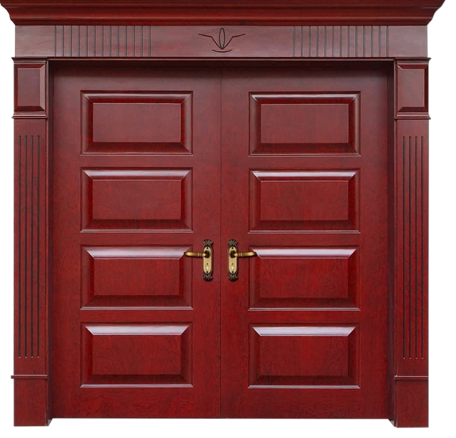 Rectangular patterns wooden double leaf door