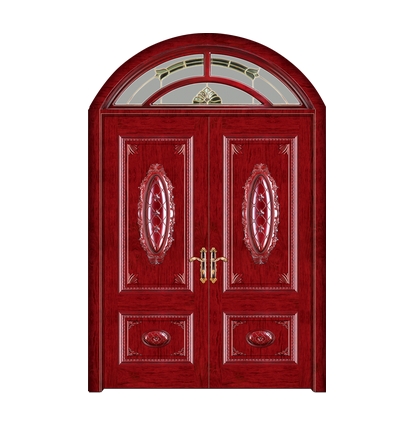 Oval carved wooden front door