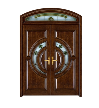 Combination circular patterns wooden front door