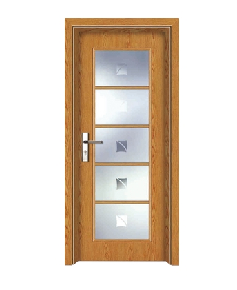Rectangular patterns glass wooden door