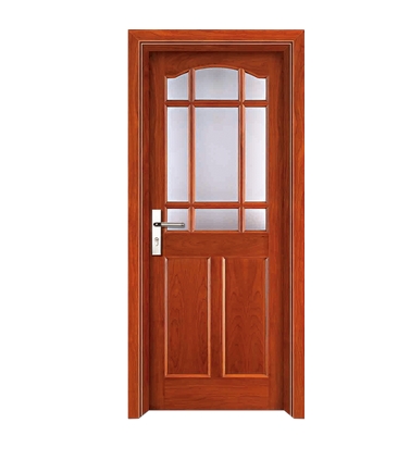 Nine grid pattern glass wooden door