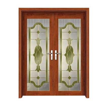 Fashion patterns glass wooden double leaf door