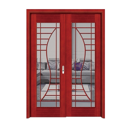 Lines glass wooden double leaf door