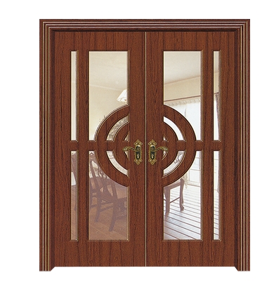 Large window glass PVC double leaf door