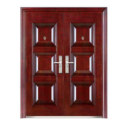 Square patterns steel double leaf door