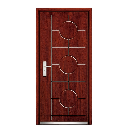 Circular patterns steel-wooden front door