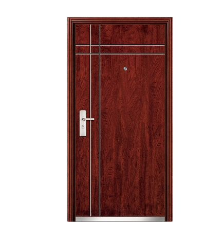 Dual lines steel-wooden front door