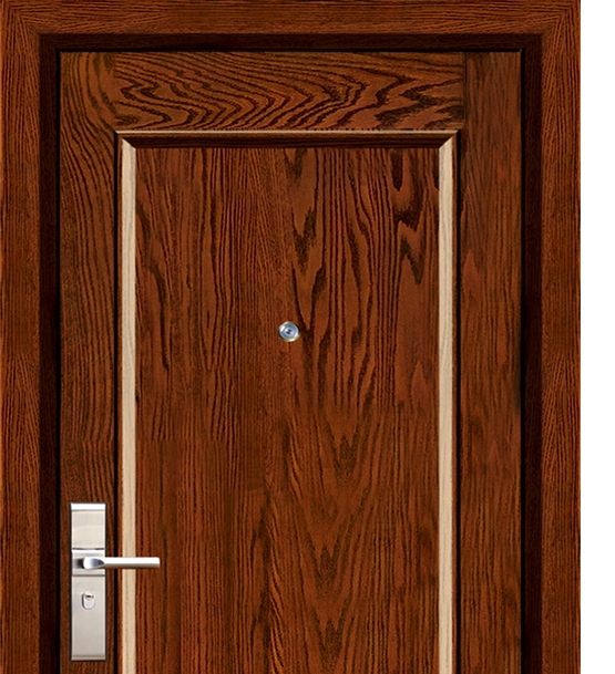 Minimalist steel-wooden entry door