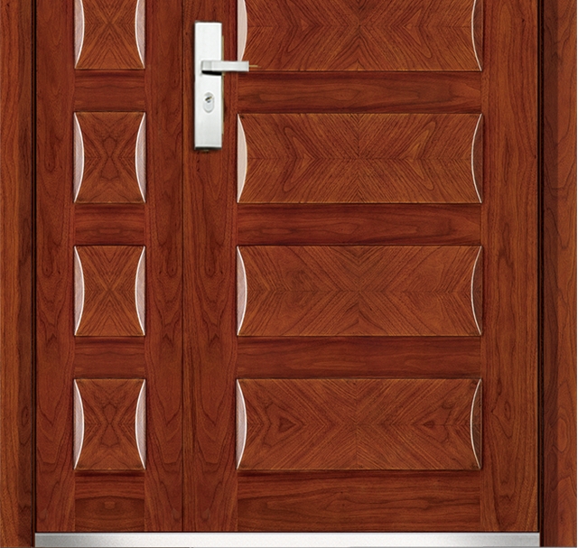 3D patterns widening steel-wooden entry door