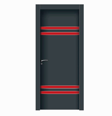 Double stripes gray wood plastic composite door