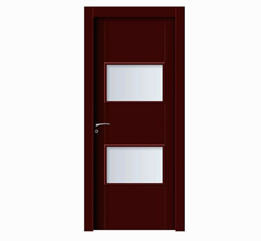 Double rectangular glass wood plastic composite door