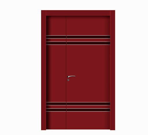 Double stripes red WPC unequal double door