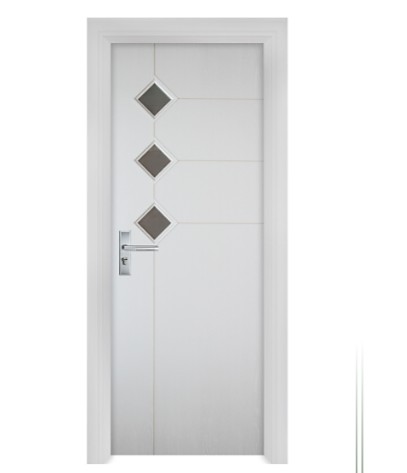 diamond-shaped glass windows white WPC Door