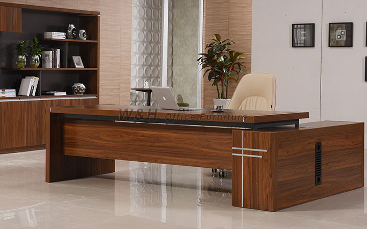 6836 Customized Walnut Modern Boss Office Table - HAOSEN