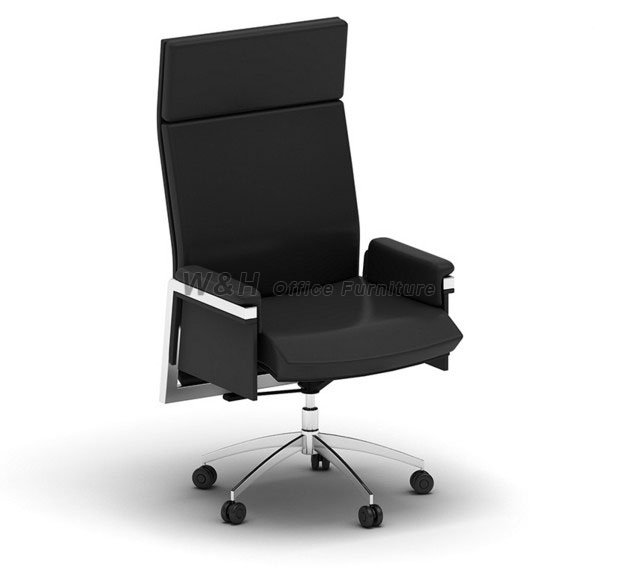 Ergonomic black leather swivel chair