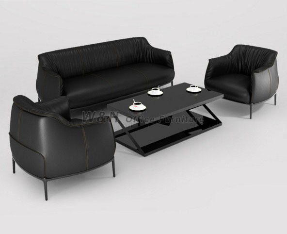 Stylish black leather office sofas