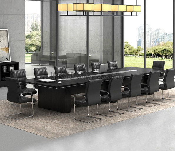Minimalist black large conference table