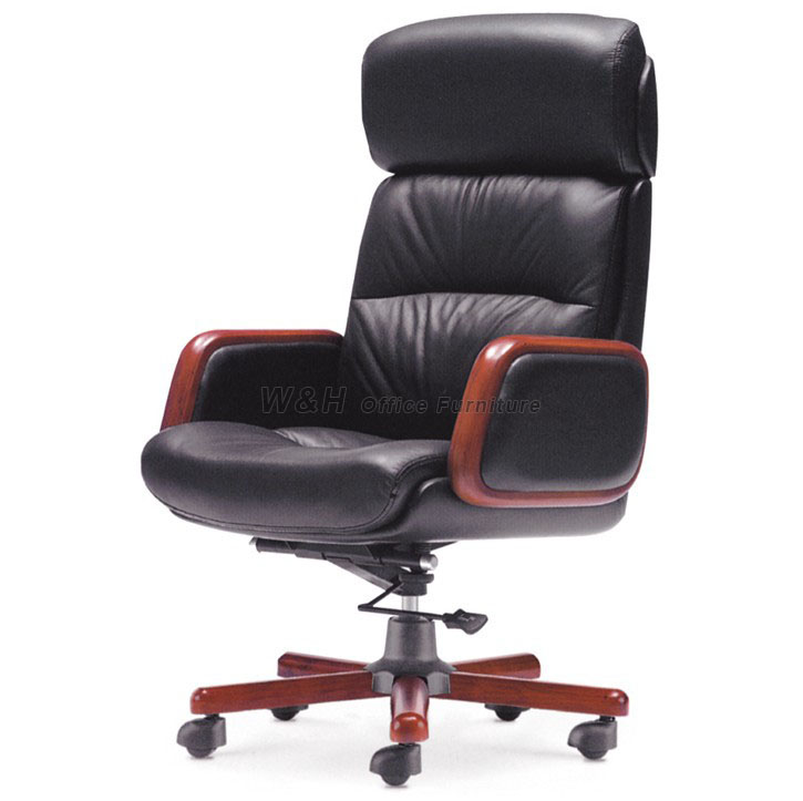 Black classic boss's leather swivel chair