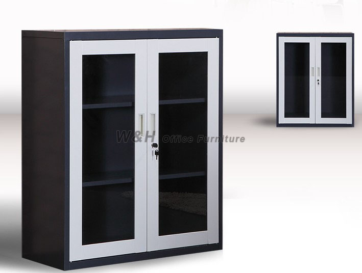 White + gray double doors small office file cabinet