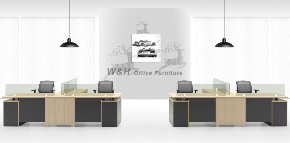 Double seats L-type modern office cubicles
