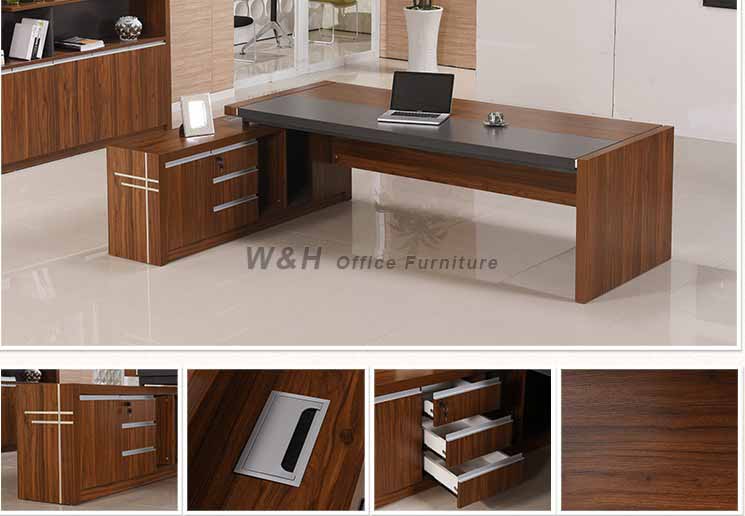 6836 Customized Walnut Modern Boss Office Table - HAOSEN